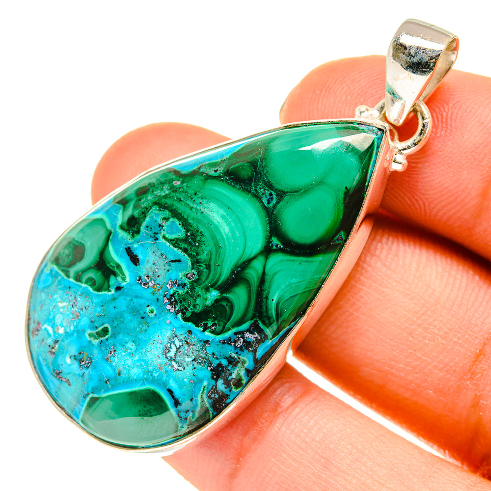 Malachite In Chrysocolla Pendants handcrafted by Anasilvercos - PD760497