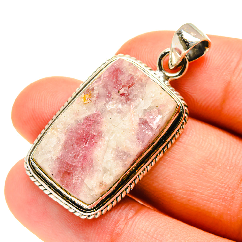 Pink Tourmaline In Quartz Pendants handcrafted by Anasilvercos - PD760562