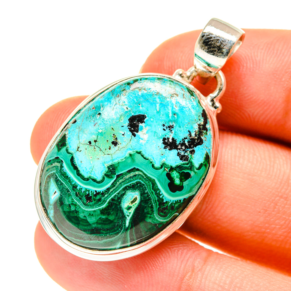 Malachite In Chrysocolla Pendants handcrafted by Anasilvercos - PD760569