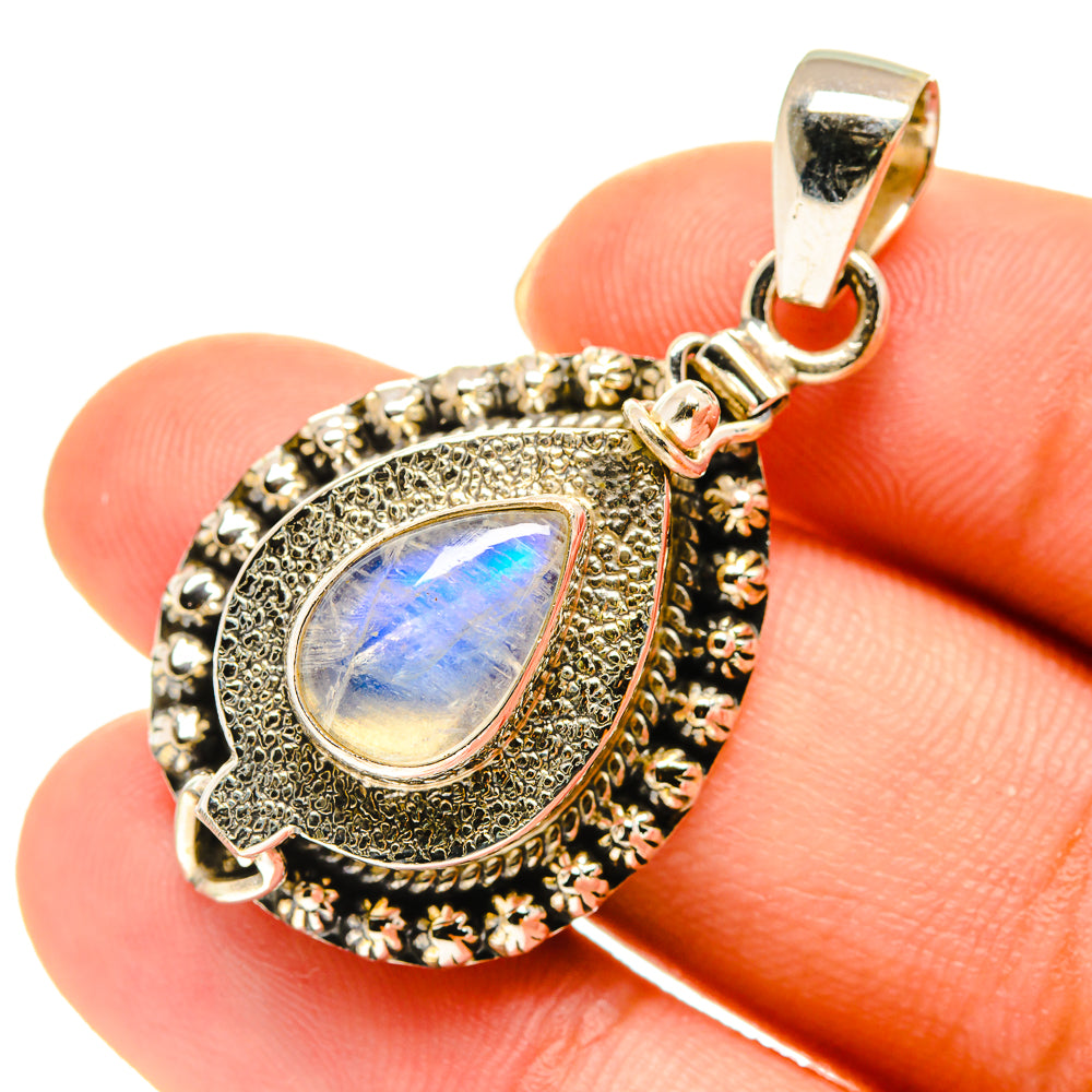 Rainbow Moonstone Pendants handcrafted by Anasilvercos - PD760624