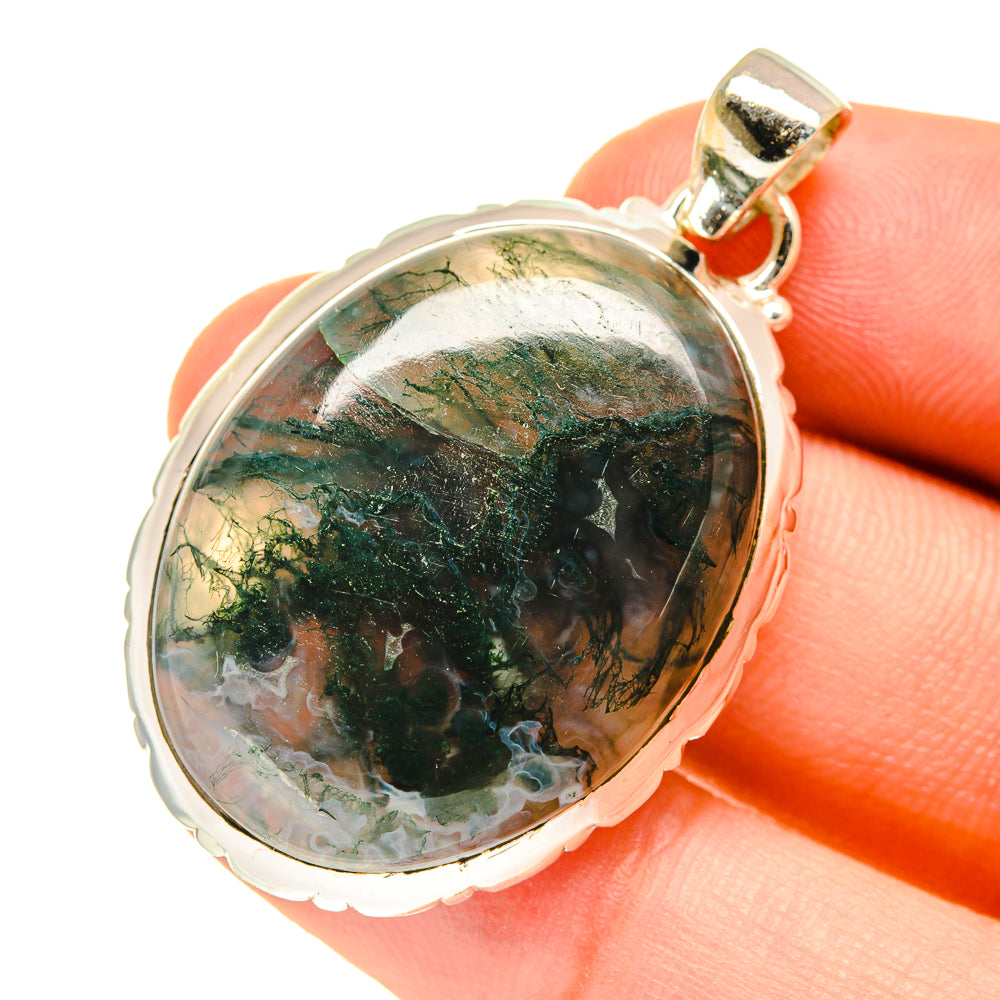 Green Moss Agate Pendants handcrafted by Anasilvercos - PD760671