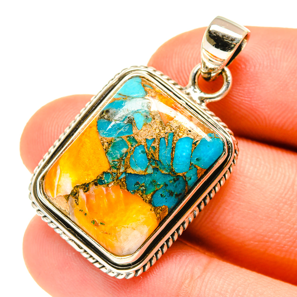 Blue Copper Composite Turquoise Pendants handcrafted by Anasilvercos - PD760718