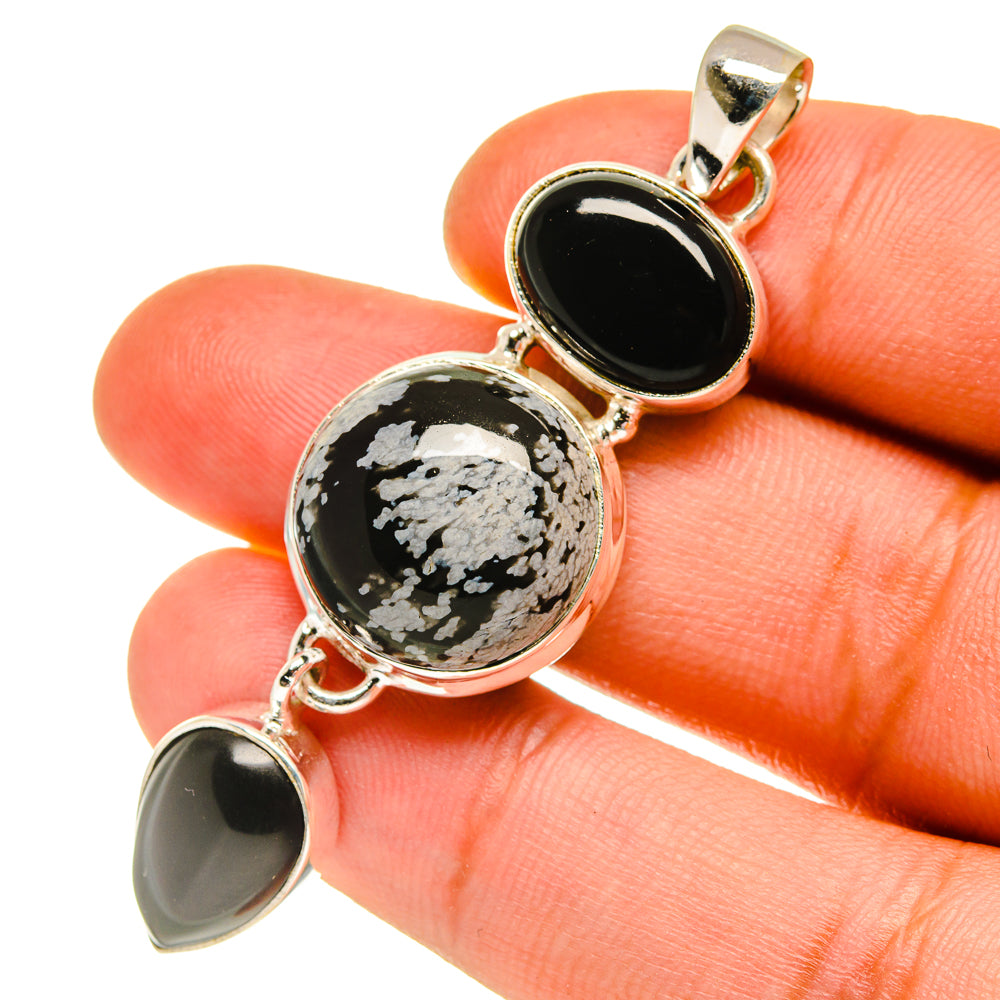 Snowflake Obsidian Pendants handcrafted by Anasilvercos - PD760789