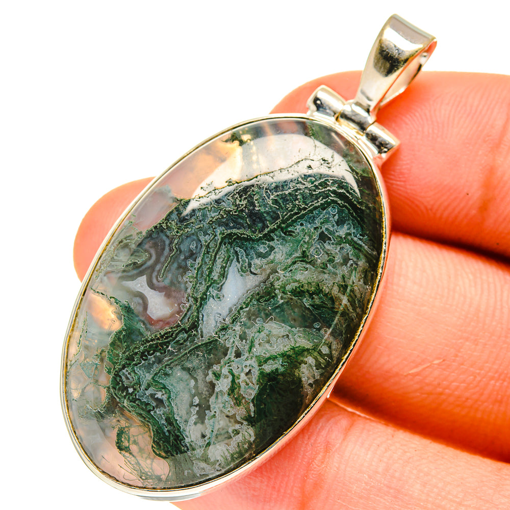 Green Moss Agate Pendants handcrafted by Anasilvercos - PD760849