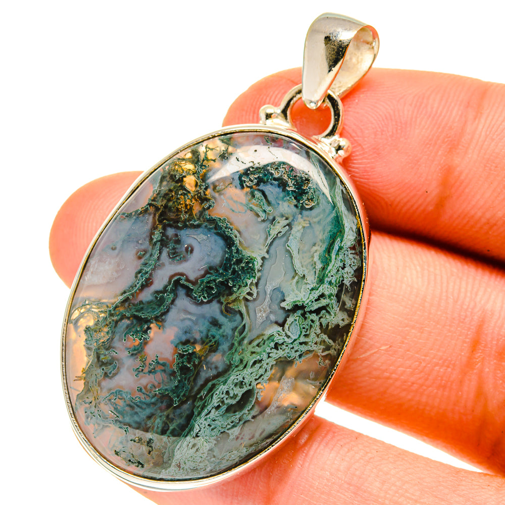 Green Moss Agate Pendants handcrafted by Anasilvercos - PD760850
