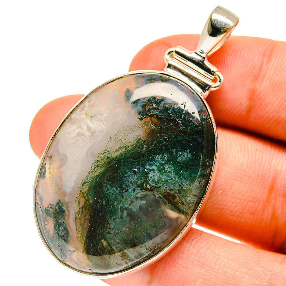 Green Moss Agate Pendants handcrafted by Anasilvercos - PD760852