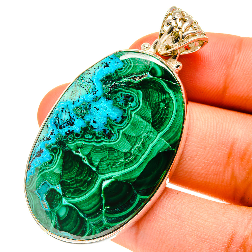 Malachite In Chrysocolla Pendants handcrafted by Anasilvercos - PD760863