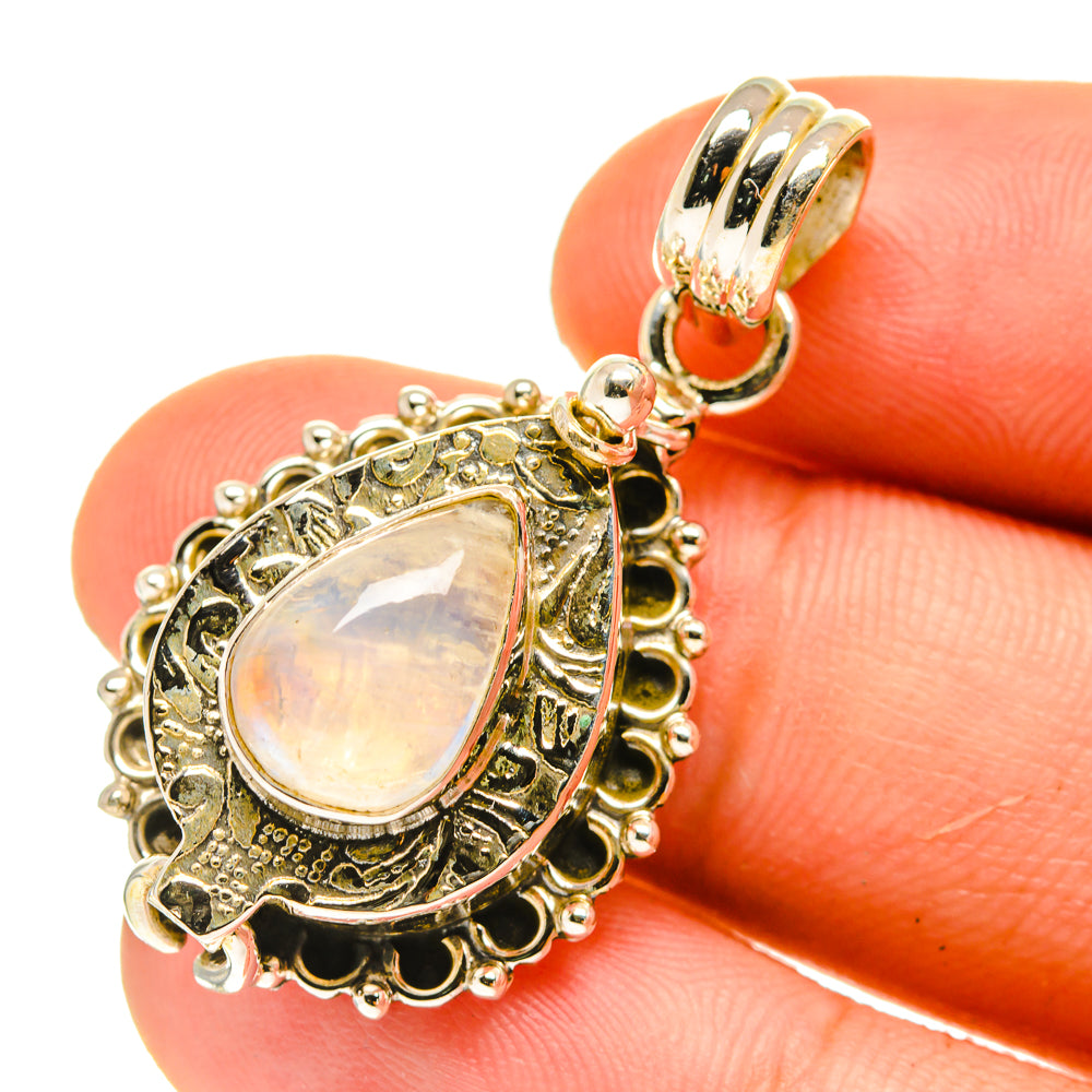 Rainbow Moonstone Pendants handcrafted by Anasilvercos - PD760913