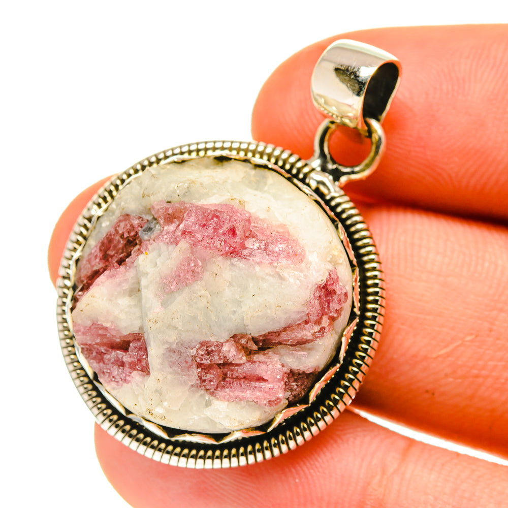 Pink Tourmaline In Quartz Pendants handcrafted by Anasilvercos - PD760916