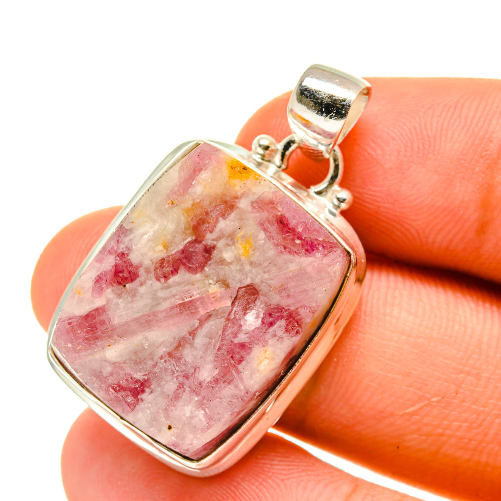 Pink Tourmaline In Quartz Pendants handcrafted by Anasilvercos - PD760919