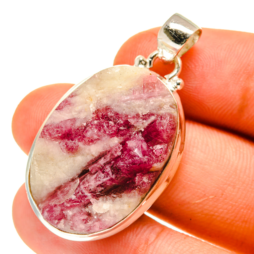 Pink Tourmaline In Quartz Pendants handcrafted by Anasilvercos - PD760921