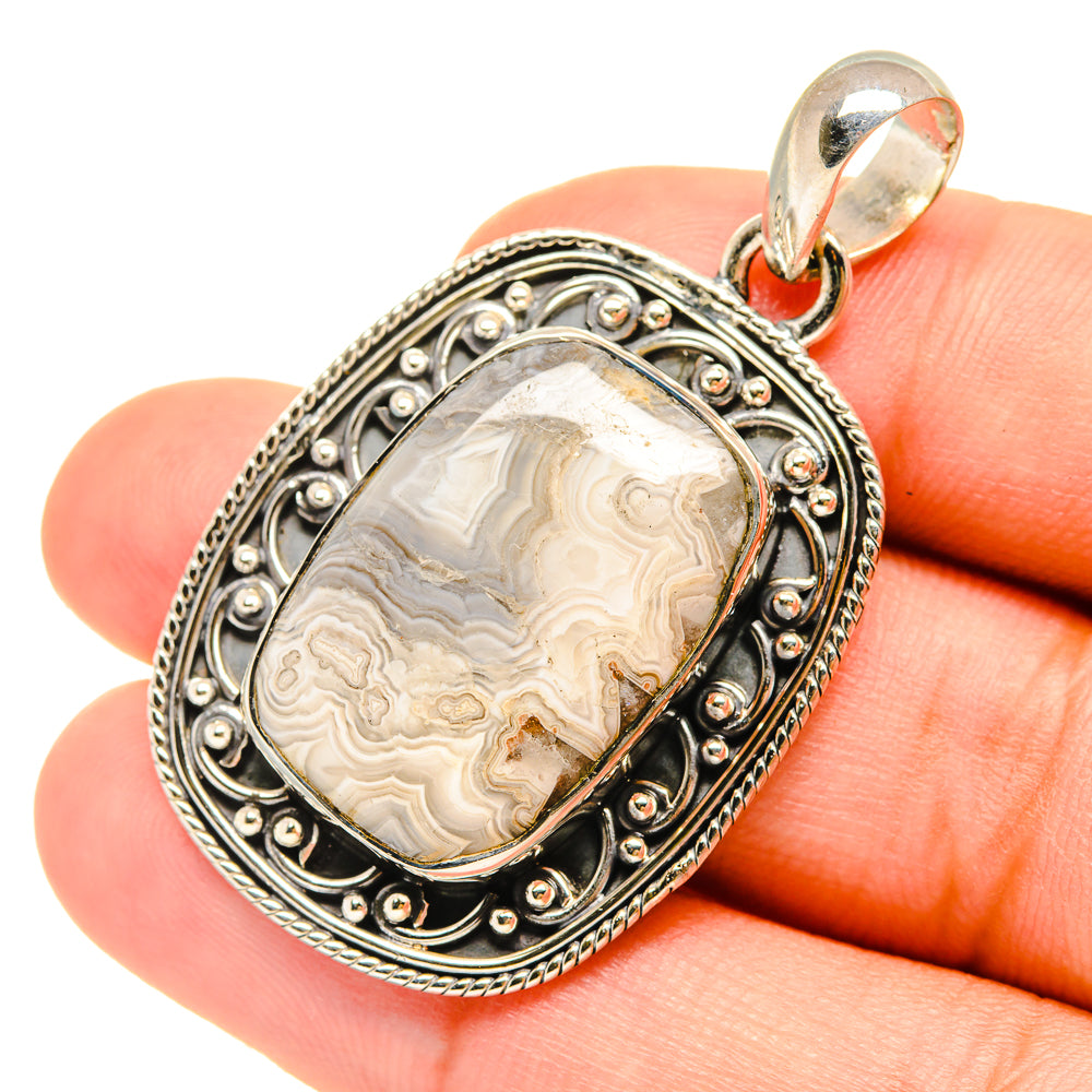Laguna Lace Agate Pendants handcrafted by Anasilvercos - PD7612