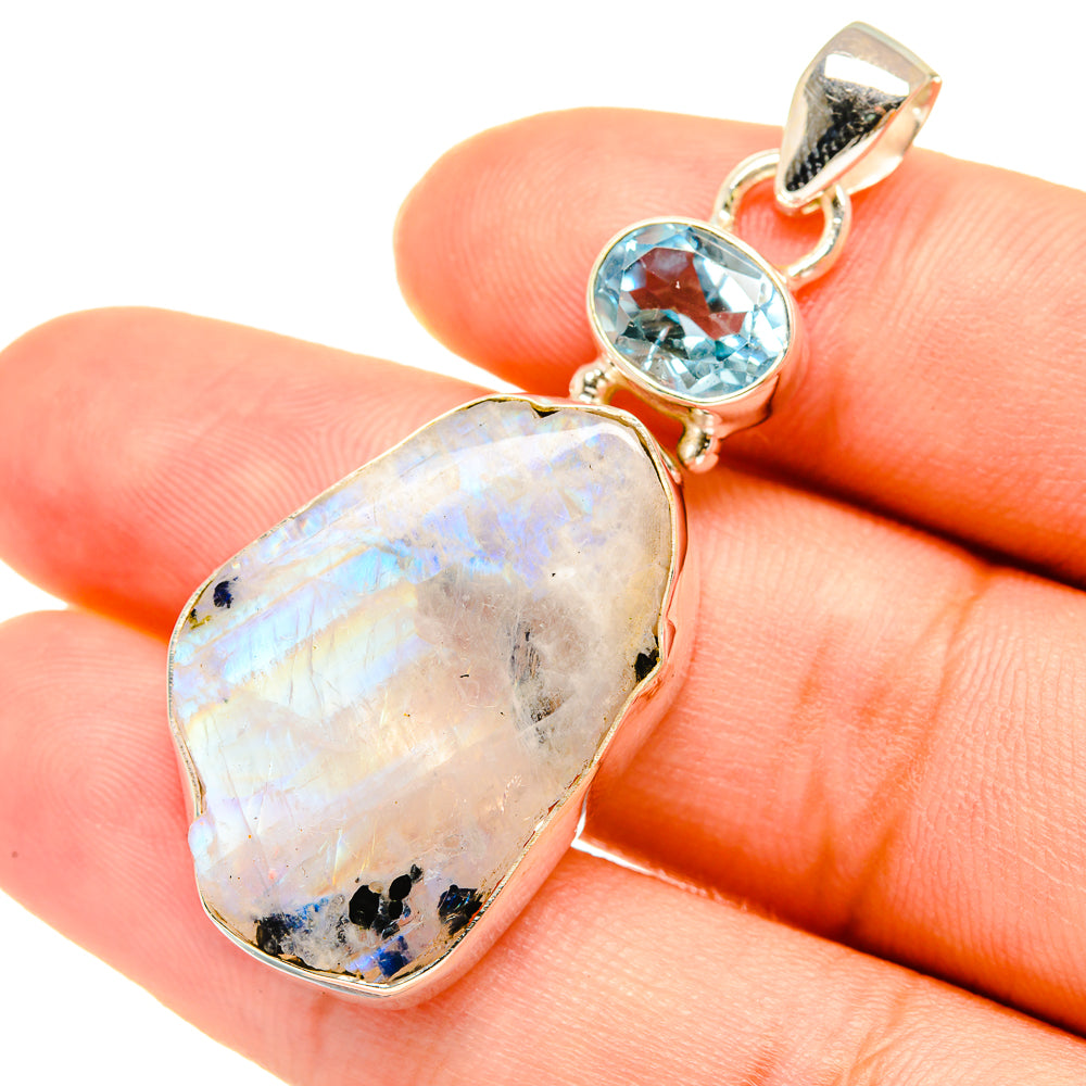 Rainbow Moonstone Pendants handcrafted by Anasilvercos - PD7617