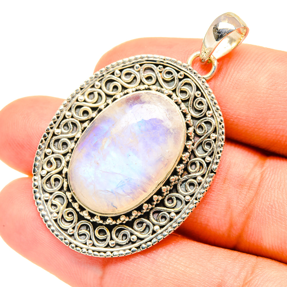 Rainbow Moonstone Pendants handcrafted by Anasilvercos - PD7618
