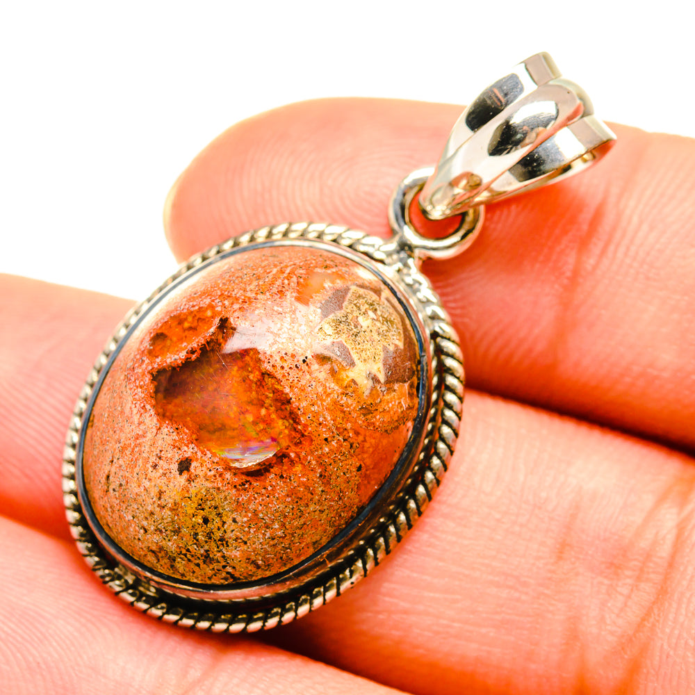Mexican Fire Opal Pendants handcrafted by Anasilvercos - PD7638