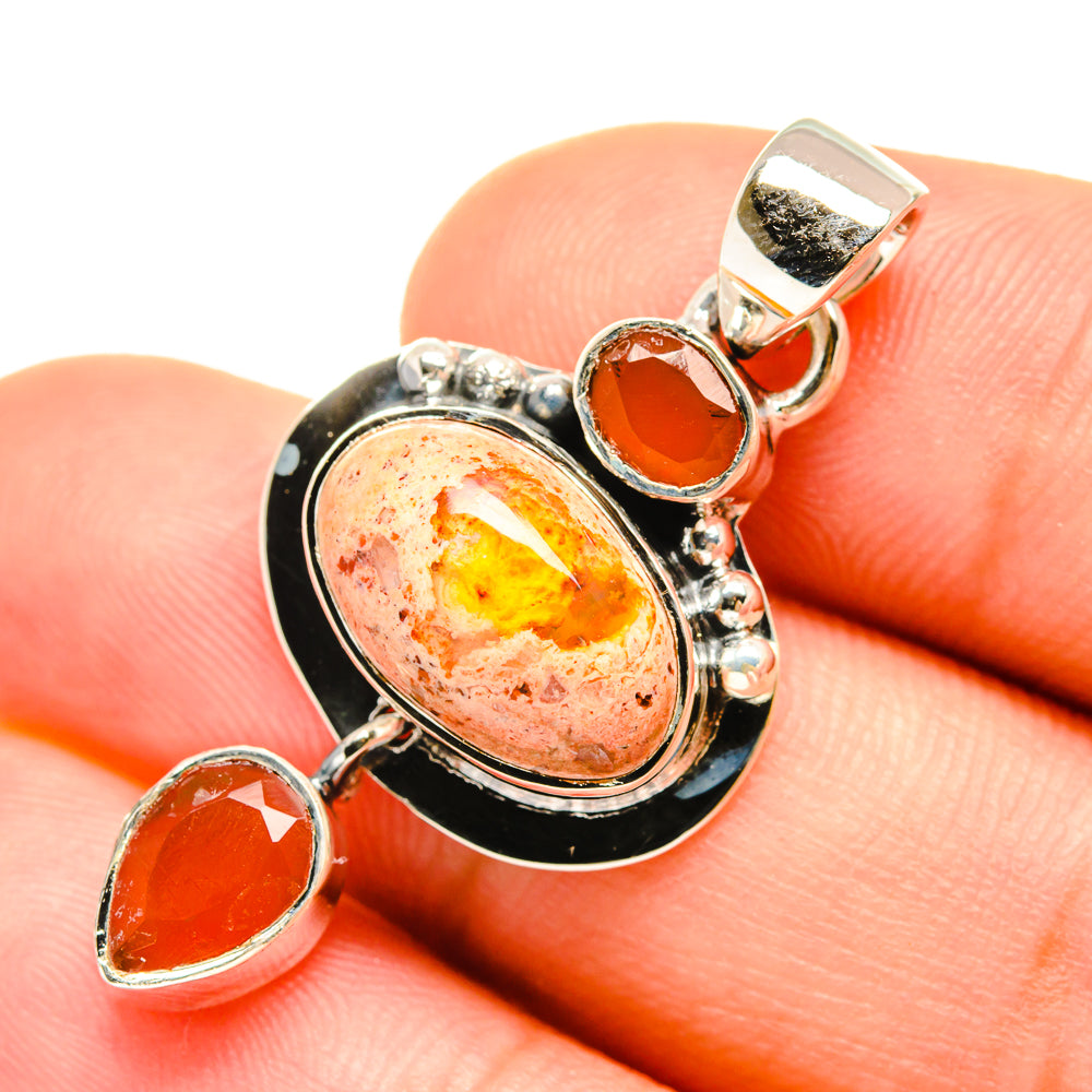Mexican Fire Opal Pendants handcrafted by Anasilvercos - PD7640