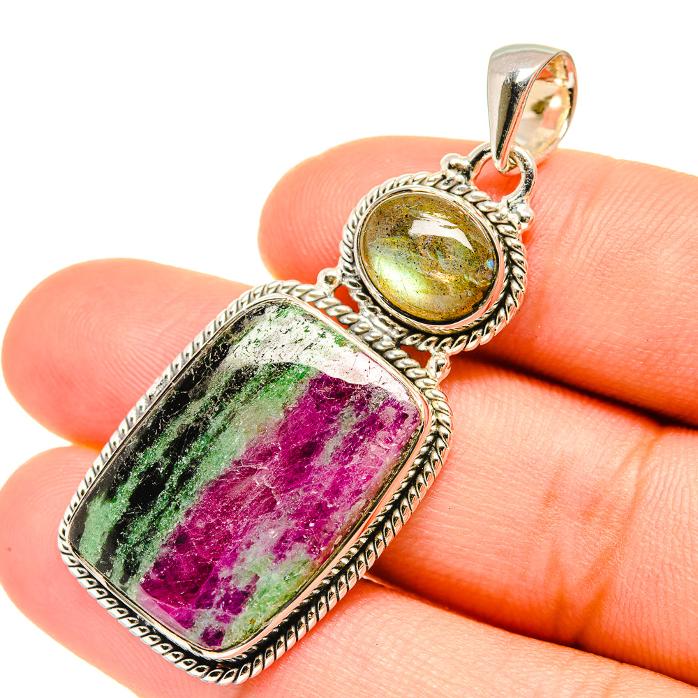 Ruby Zoisite Pendants handcrafted by Anasilvercos - PD7668