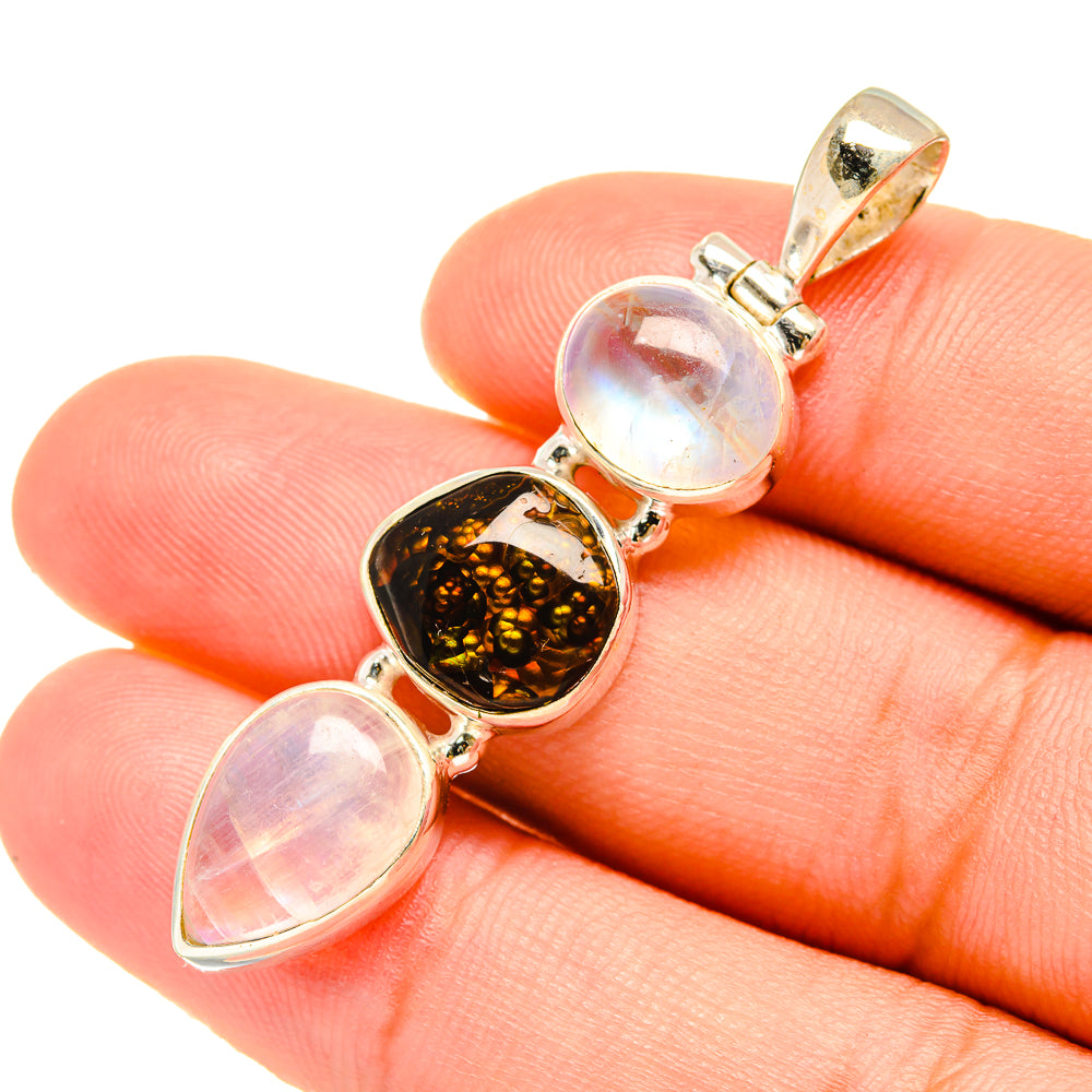Rainbow Moonstone Pendants handcrafted by Anasilvercos - PD7698