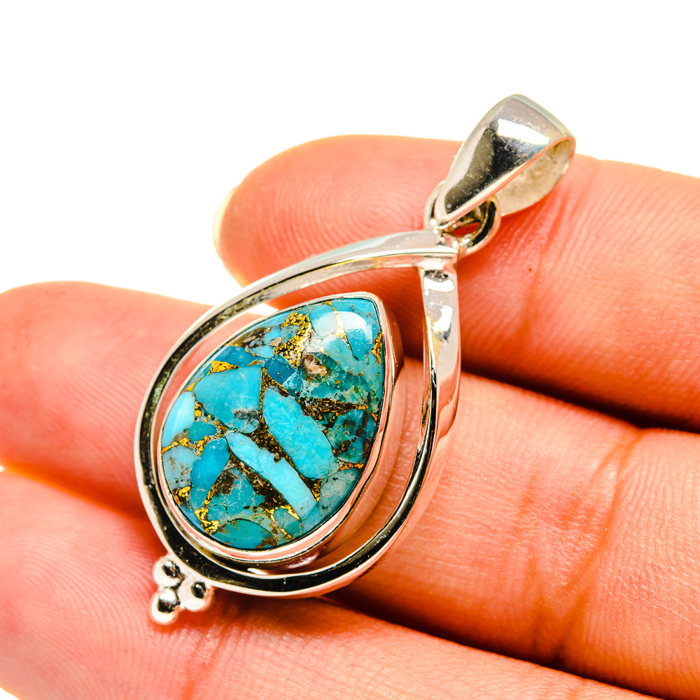 Blue Copper Composite Turquoise Pendants handcrafted by Anasilvercos - PD7763