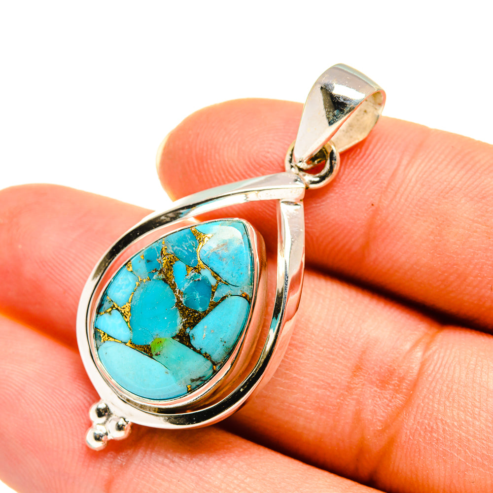 Blue Copper Composite Turquoise Pendants handcrafted by Anasilvercos - PD7766