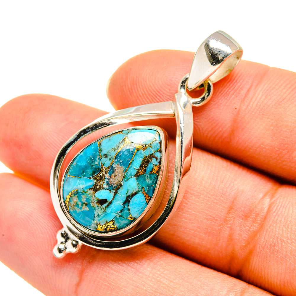 Blue Copper Composite Turquoise Pendants handcrafted by Anasilvercos - PD7779