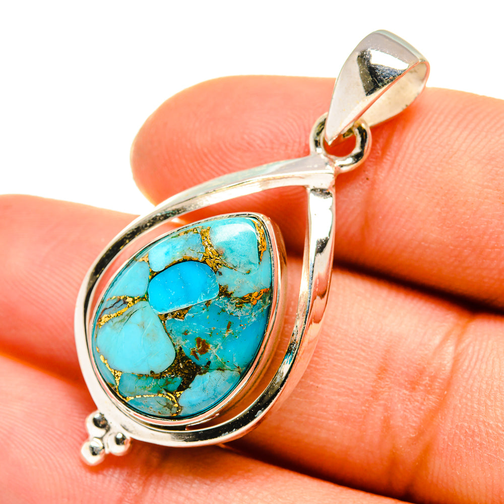 Blue Copper Composite Turquoise Pendants handcrafted by Anasilvercos - PD7806