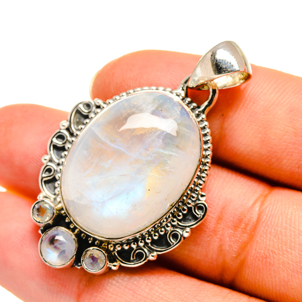 Rainbow Moonstone Pendants handcrafted by Anasilvercos - PD7824