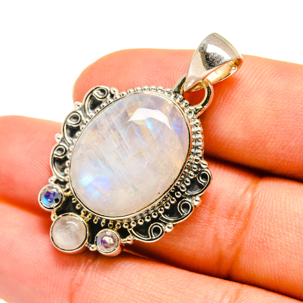 Rainbow Moonstone Pendants handcrafted by Anasilvercos - PD7826