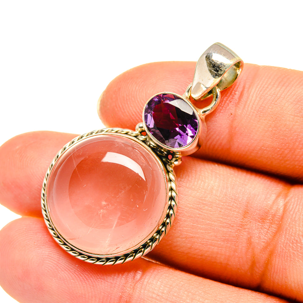 Rose Quartz Pendants handcrafted by Anasilvercos - PD7860