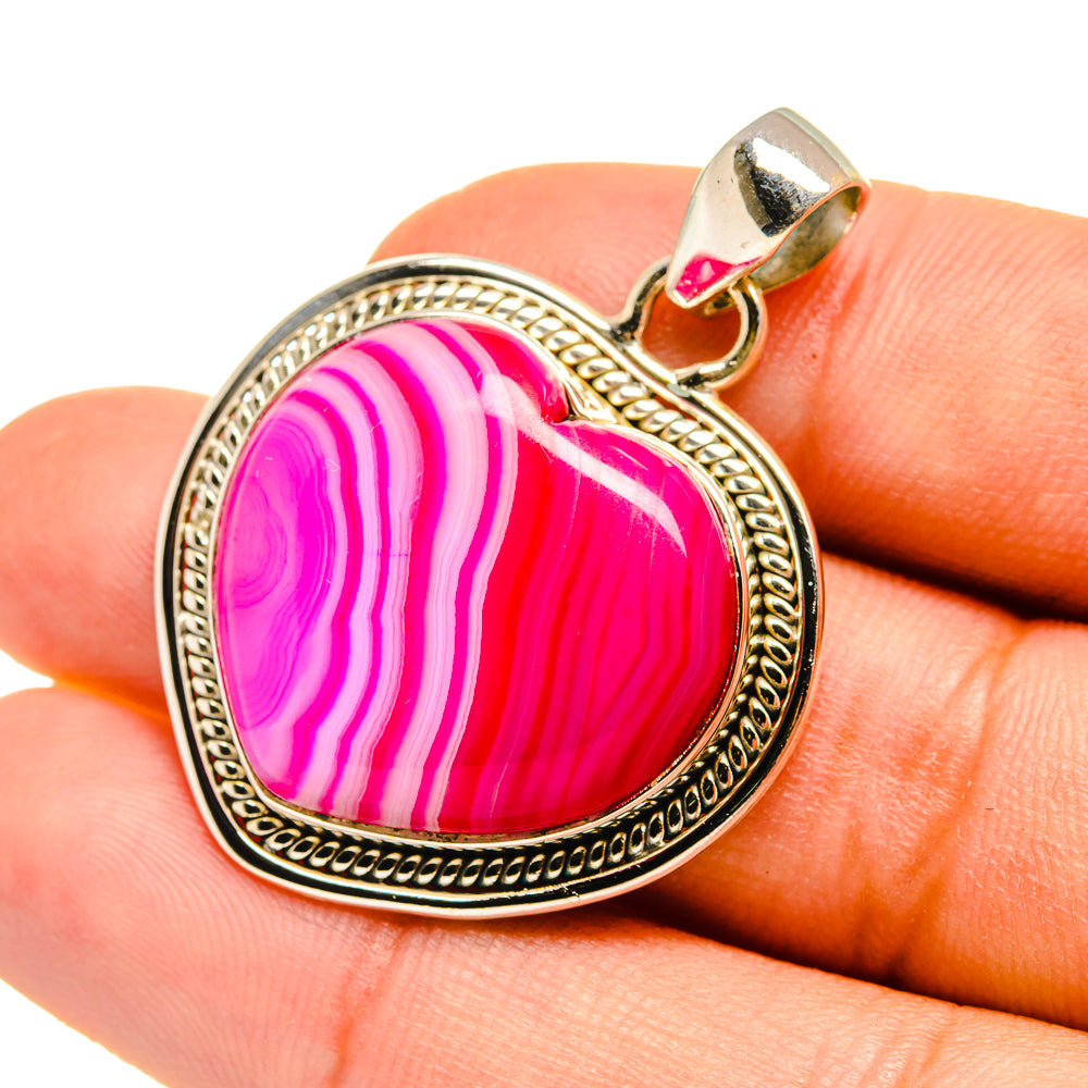 Pink Botswana Agate Pendants handcrafted by Anasilvercos - PD7884