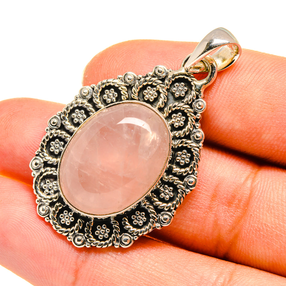 Rose Quartz Pendants handcrafted by Anasilvercos - PD7889