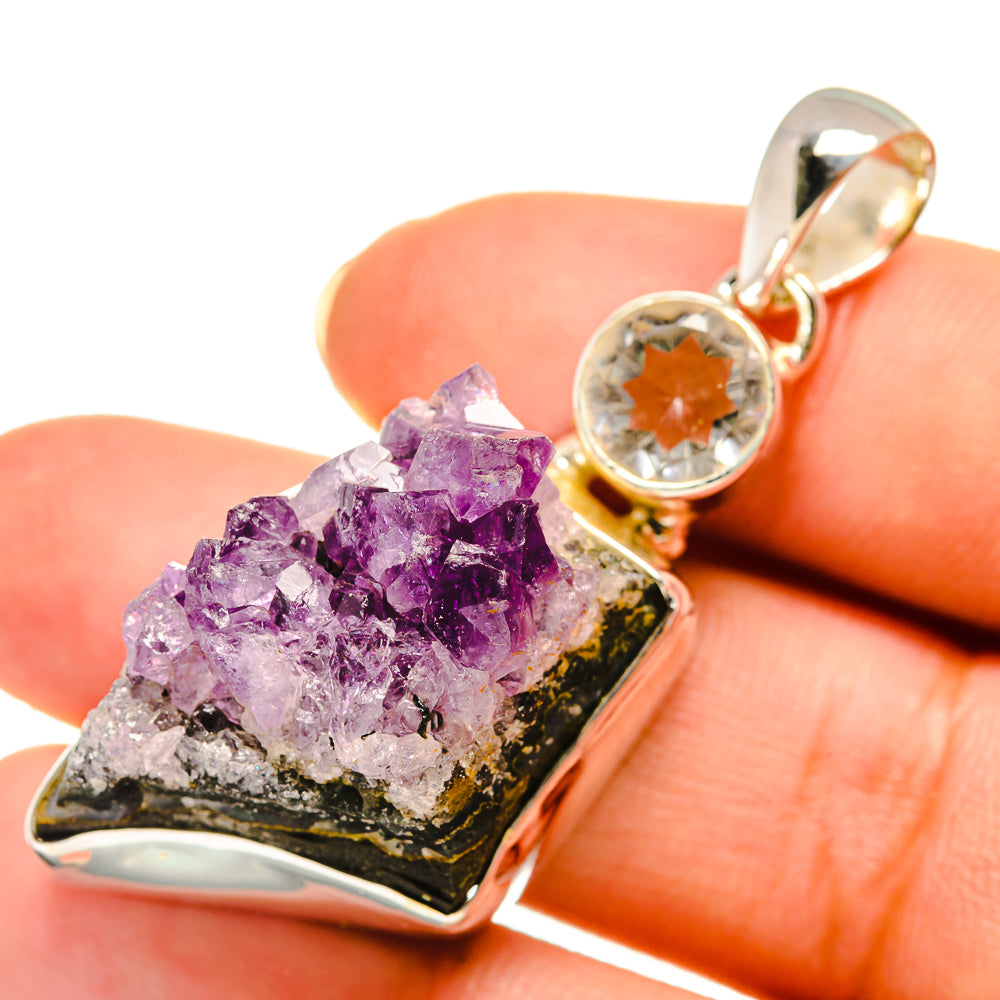 Amethyst Crystal Pendants handcrafted by Anasilvercos - PD7912
