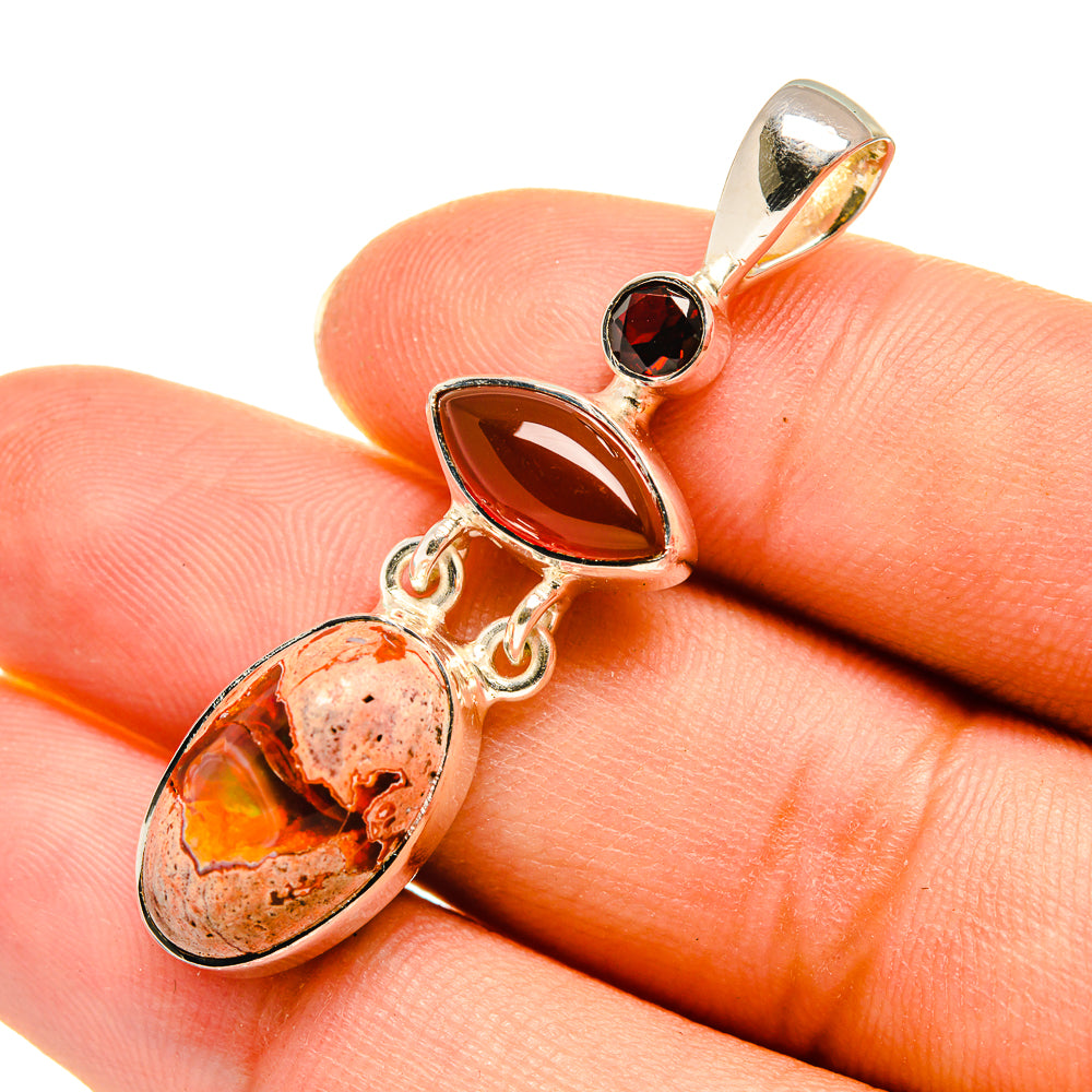 Mexican Fire Opal Pendants handcrafted by Anasilvercos - PD7920