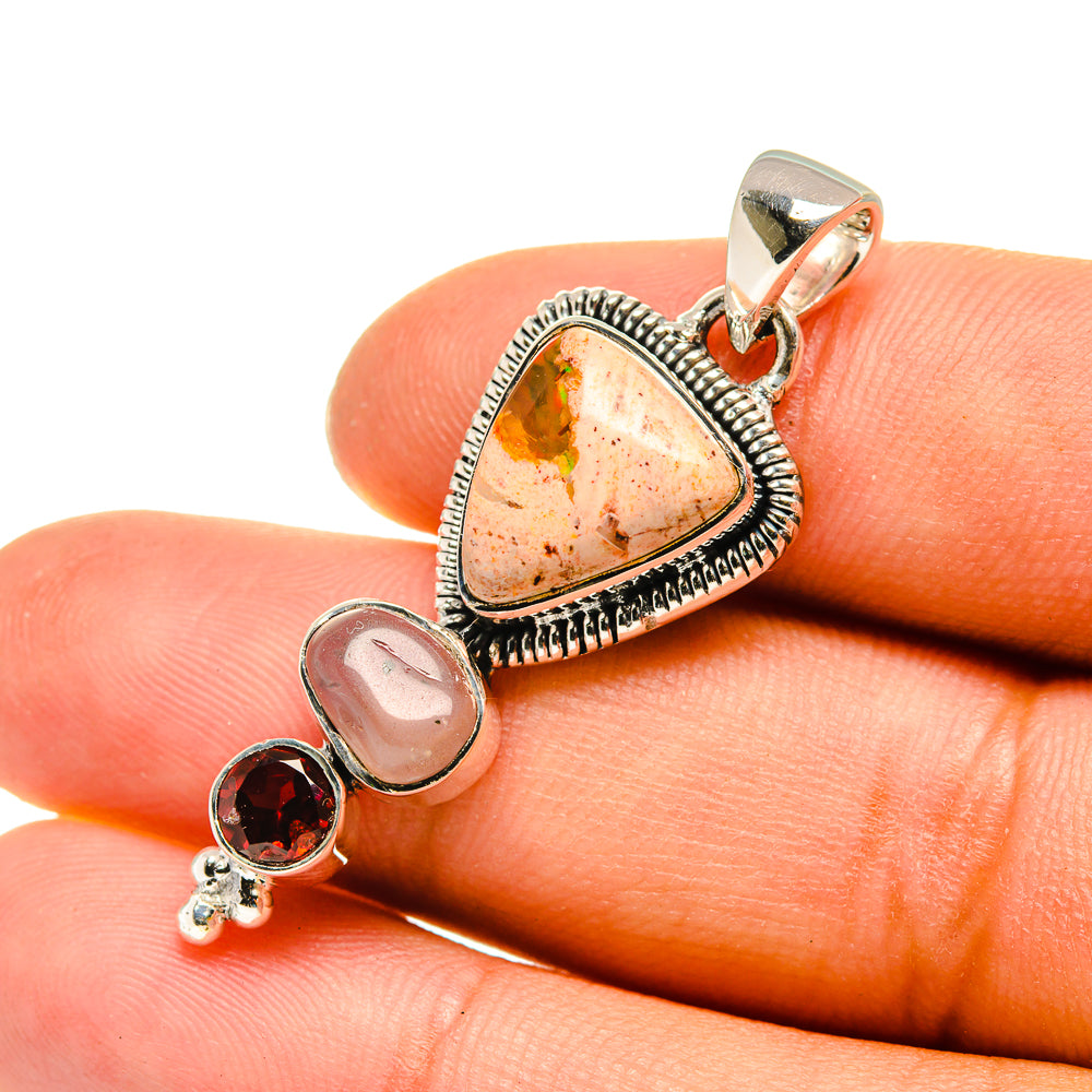 Mexican Fire Opal Pendants handcrafted by Anasilvercos - PD7953