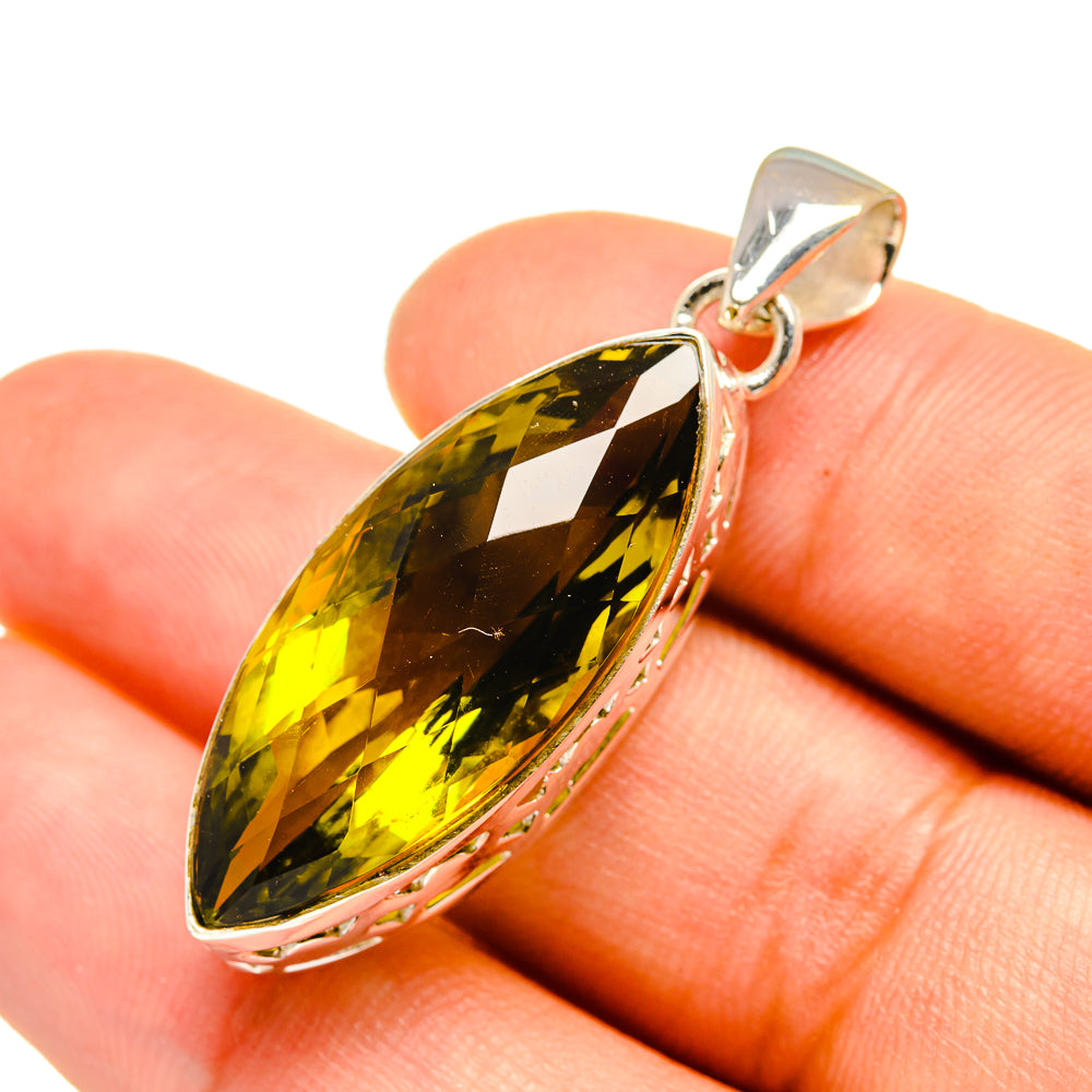 Olive Quartz Pendants handcrafted by Anasilvercos - PD7957