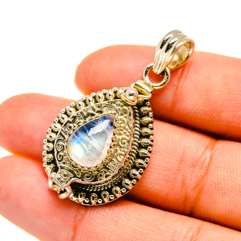 Rainbow Moonstone Pendants handcrafted by Anasilvercos - PD7997