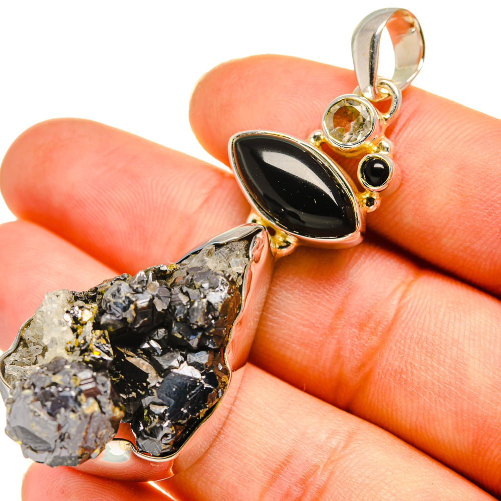 Shungite, Black Onyx, White Quartz Pendants handcrafted by Anasilvercos - PD8000