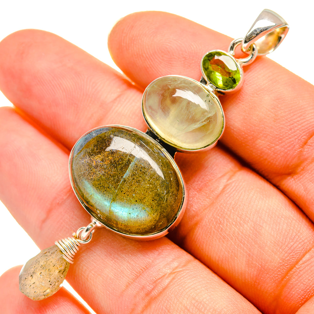 Labradorite, Prehnite, Peridot Pendants handcrafted by Anasilvercos - PD8006