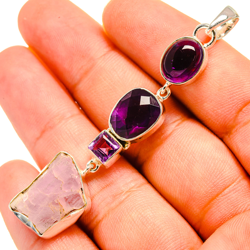 Kunzite, Amethyst Pendants handcrafted by Anasilvercos - PD8017