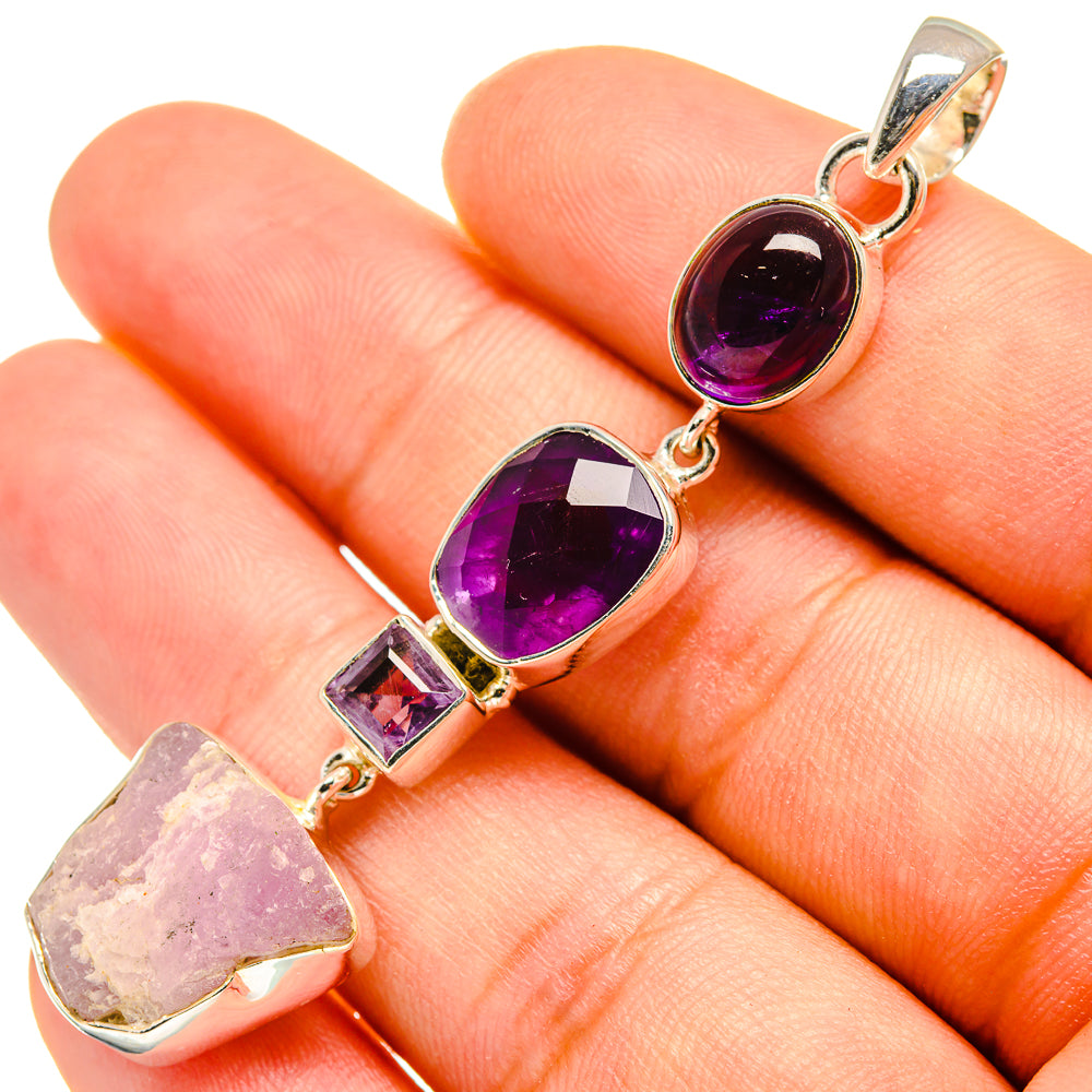 Kunzite, Amethyst Pendants handcrafted by Anasilvercos - PD8019