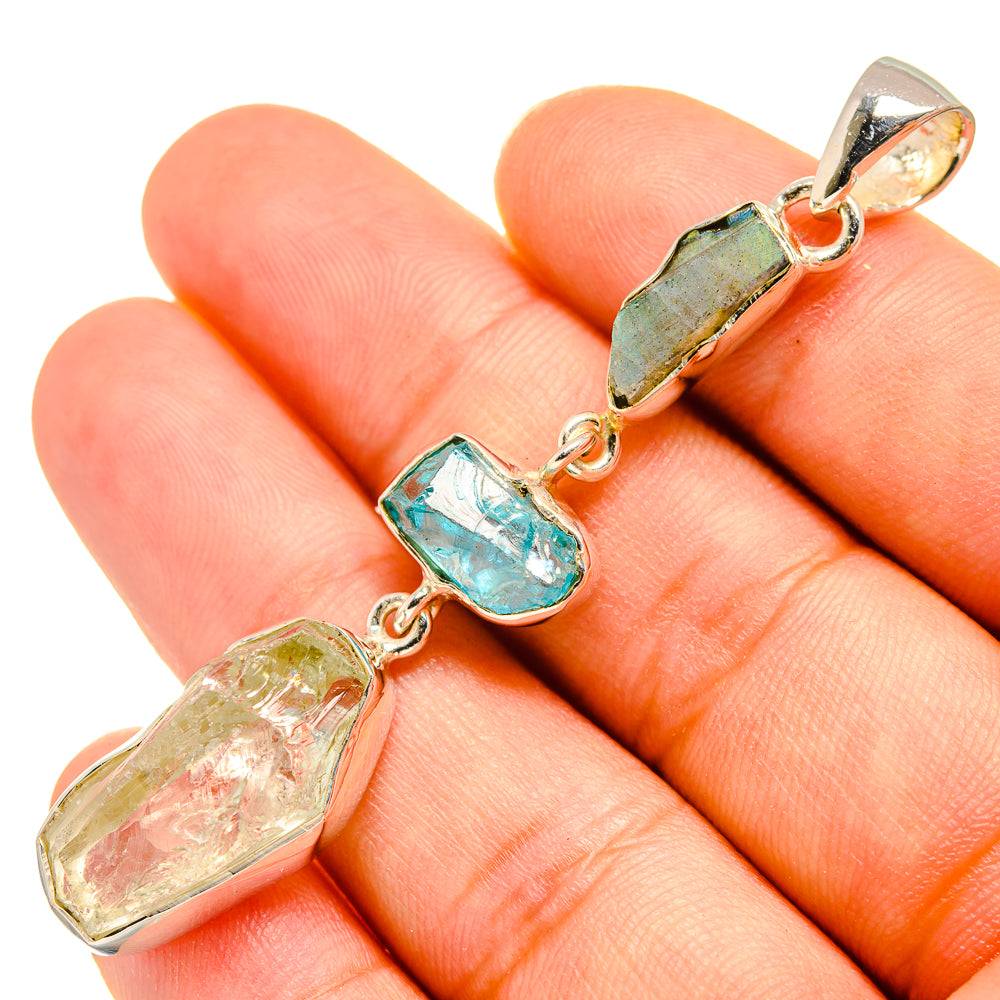 Green Amethyst, Labradorite, Apatite Pendants handcrafted by Anasilvercos - PD8023