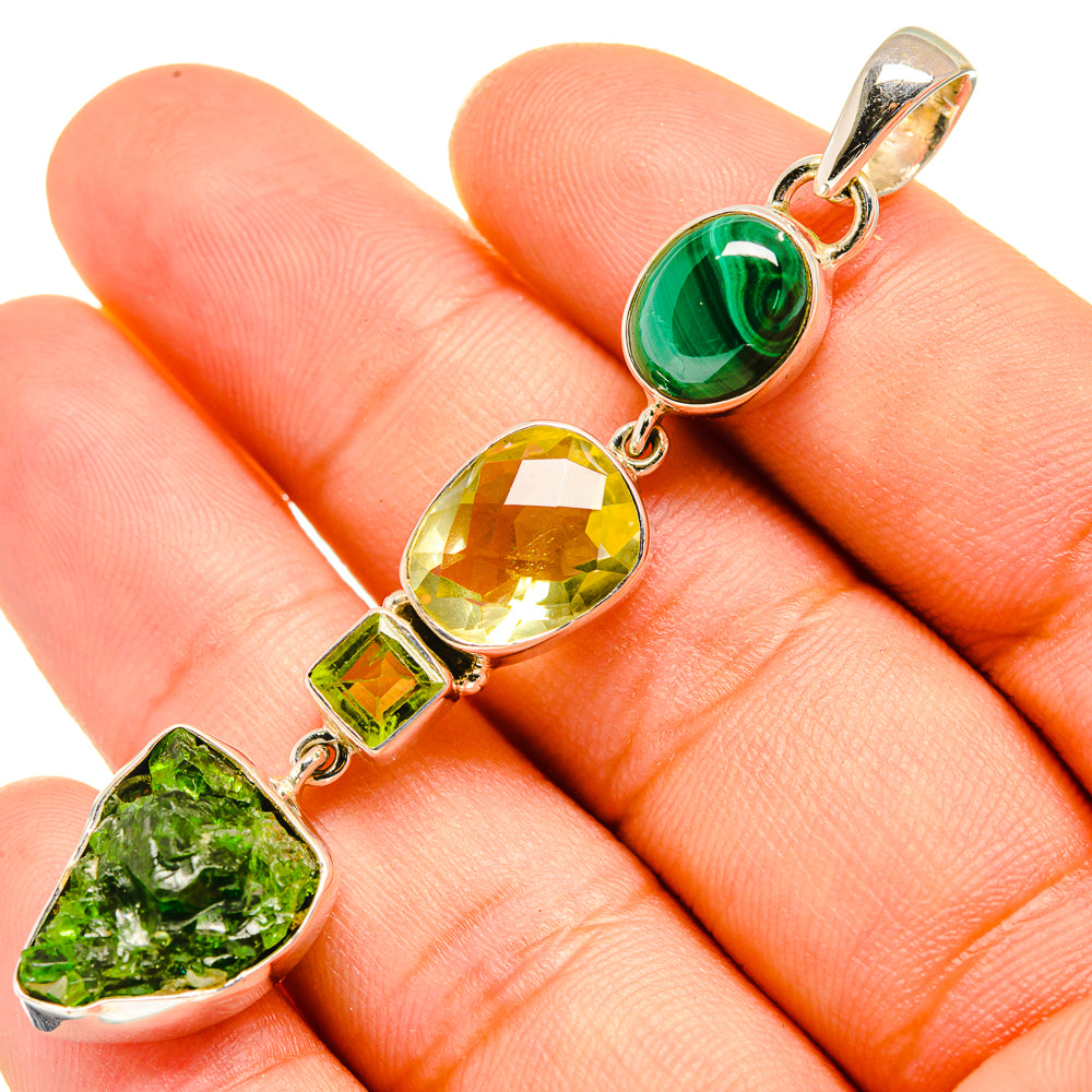 Chrome Diopside, Malachite, Green Amethyst, Peridot Pendants handcrafted by Anasilvercos - PD8024