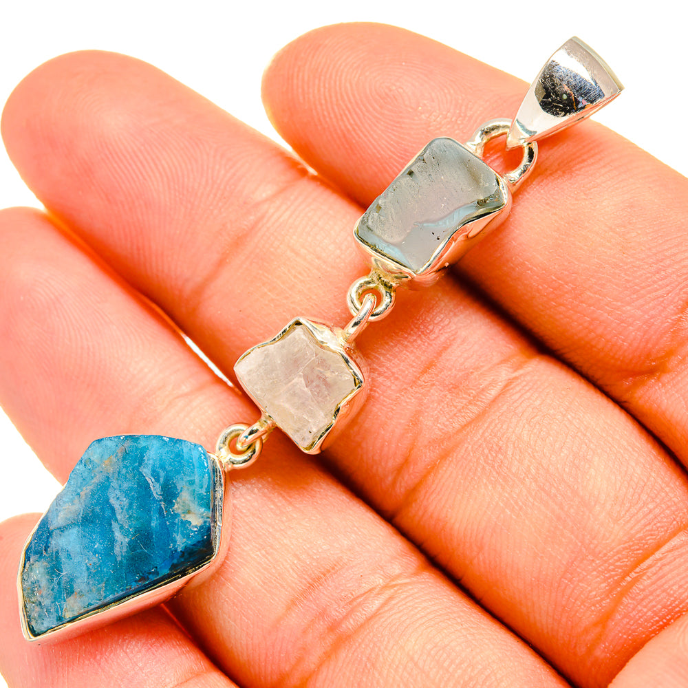 Apatite, Aquamarine, Rainbow Moonstone Pendants handcrafted by Anasilvercos - PD8025