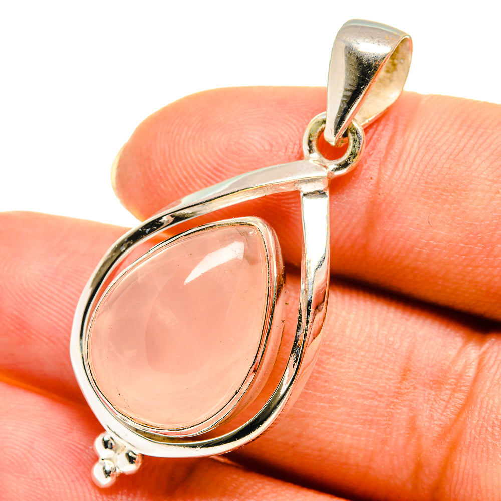 Rose Quartz Pendants handcrafted by Anasilvercos - PD8047