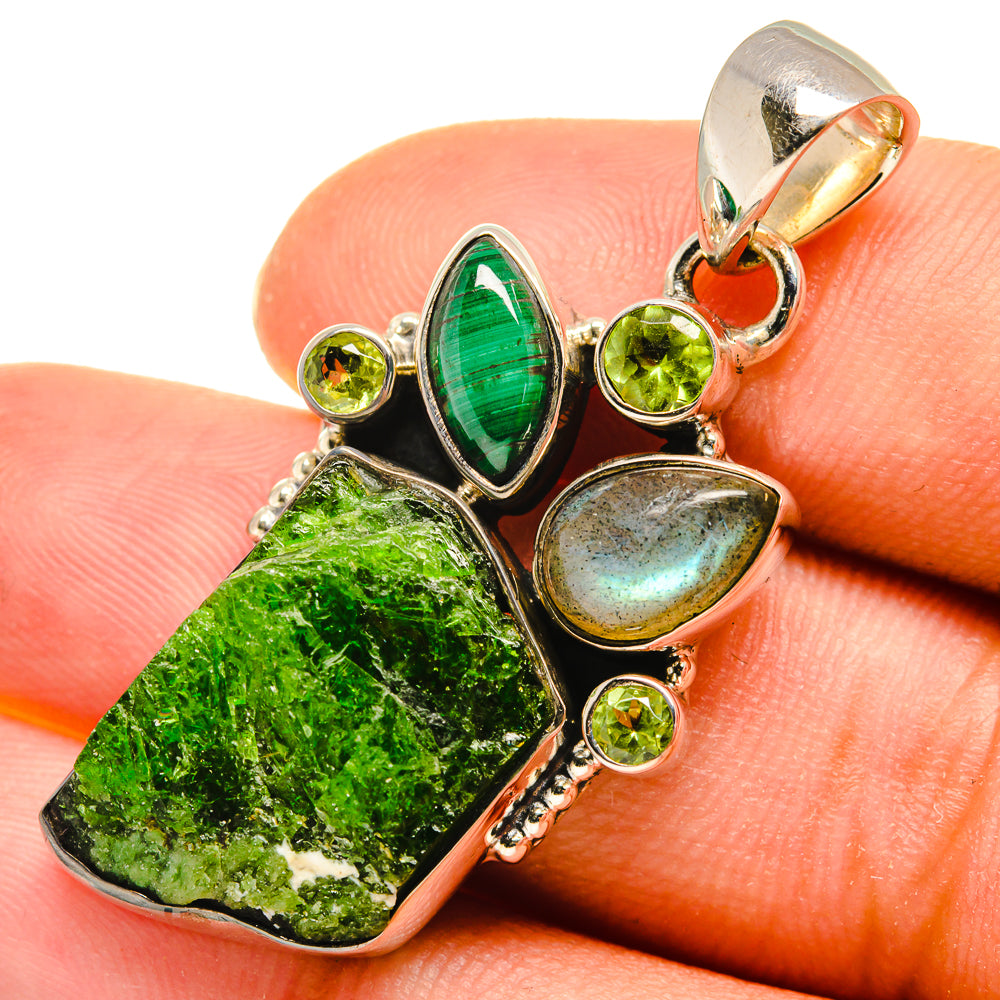 Chrome Diopside, Malachite, Labradorite, Peridot Pendants handcrafted by Anasilvercos - PD8076