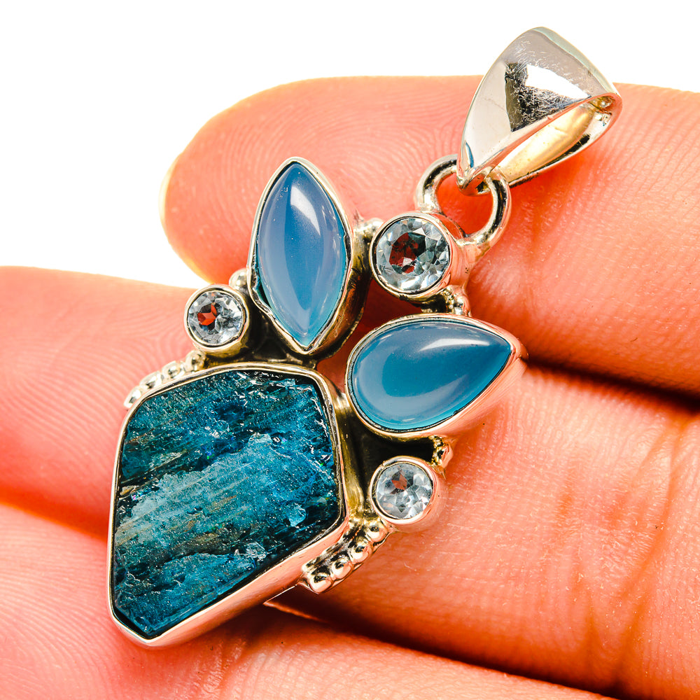 Apatite, Aqua Chalcedony, Blue Topaz Pendants handcrafted by Anasilvercos - PD8083