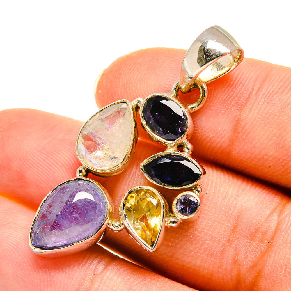 Tanzanite, Rainbow Moonstone, Citrine Pendants handcrafted by Anasilvercos - PD8085