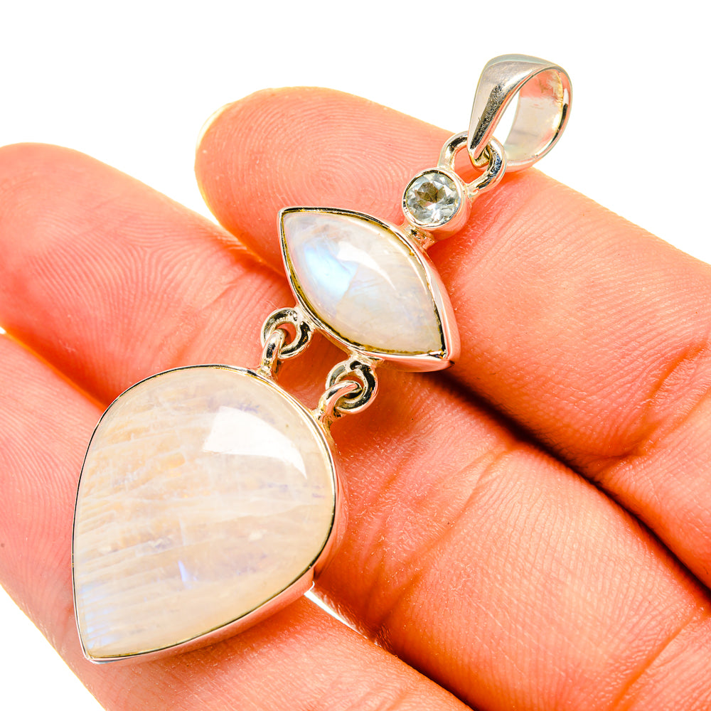 Rainbow Moonstone Pendants handcrafted by Anasilvercos - PD8086