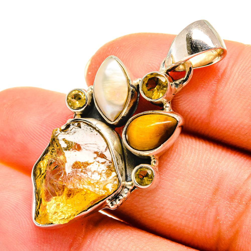 Citrine, Tiger Eye, Mother Of Pearl Pendants handcrafted by Anasilvercos - PD8089