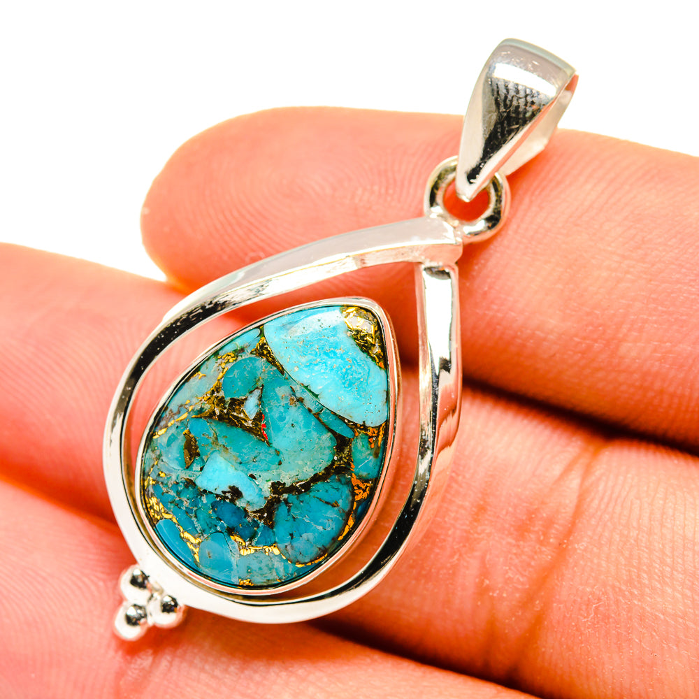 Blue Copper Composite Turquoise Pendants handcrafted by Anasilvercos - PD8092